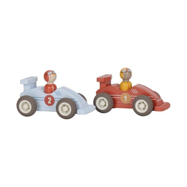 Little Dutch Pullback Racewagens Inclusief Pegdolls – Set van 2 – Hout