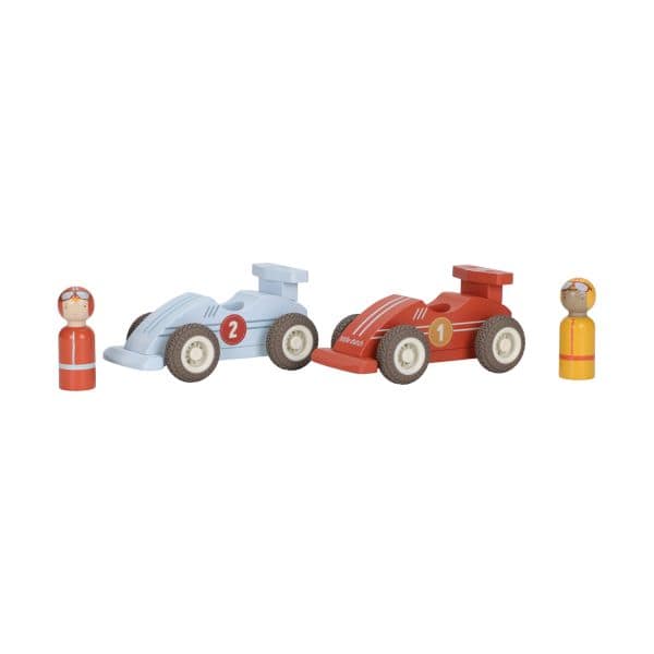 Little Dutch Pullback Racewagens Inclusief Pegdolls – Set van 2 – Hout - Afbeelding 2