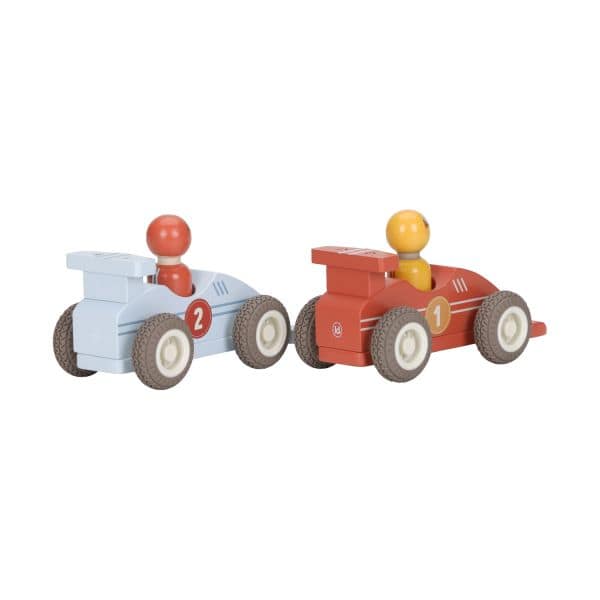 Little Dutch Pullback Racewagens Inclusief Pegdolls – Set van 2 – Hout - Afbeelding 3